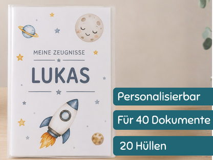 Personalisierte Zeugnismappe "Weltraum"