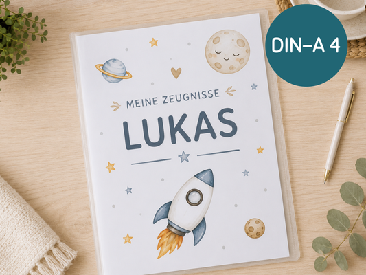 Personalisierte Zeugnismappe "Weltraum"
