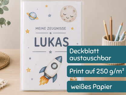Personalisierte Zeugnismappe "Weltraum"