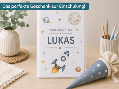 Personalisierte Zeugnismappe "Weltraum"