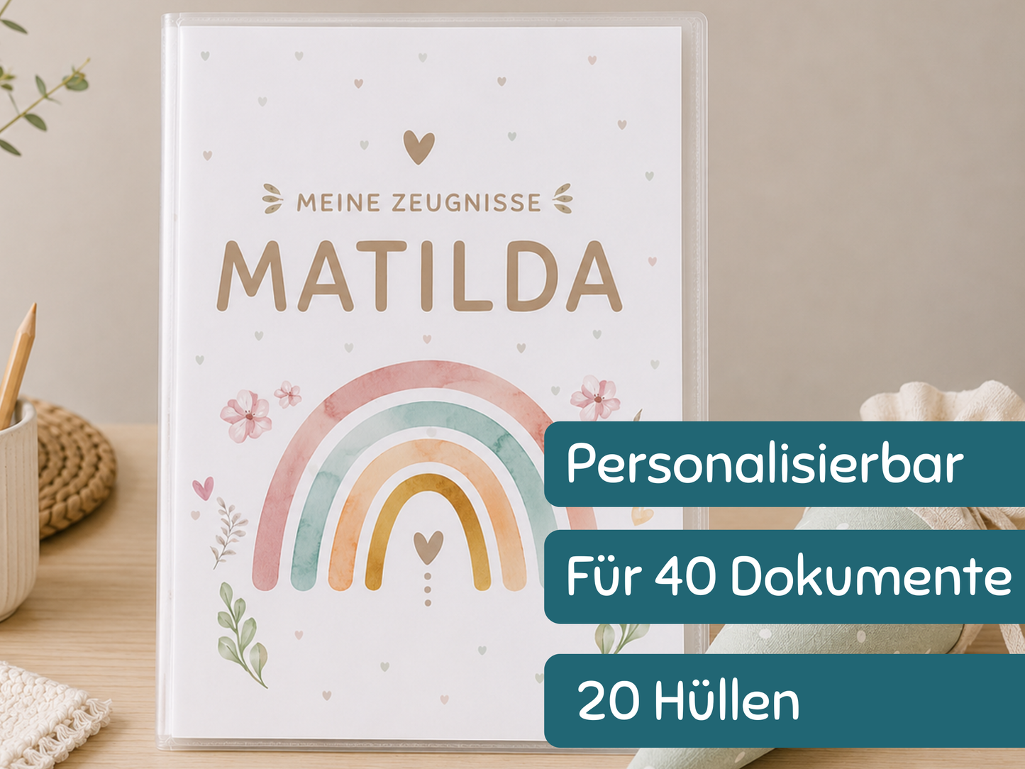 Personalisierte Zeugnismappe "Regenbogen"
