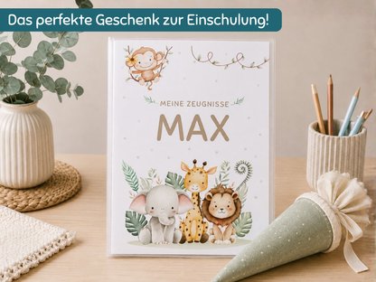 Personalisierte Zeugnismappe "Safari"