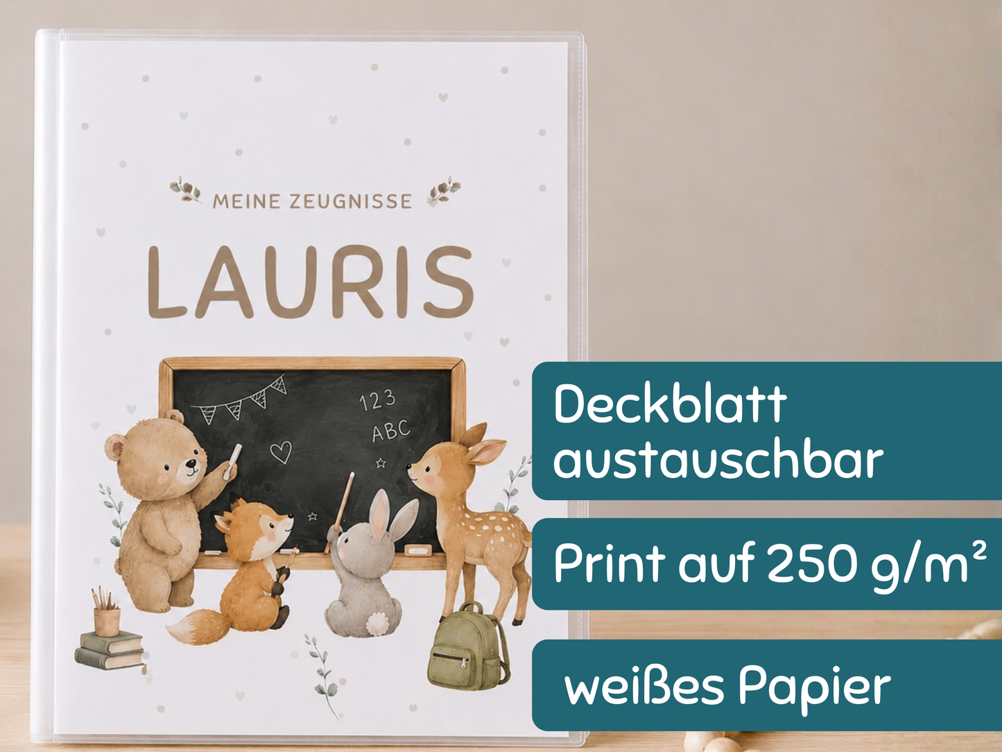 Personalisierte Zeugnismappe "Waldschule"