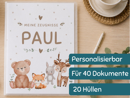 Personalisierte Zeugnismappe "Waldtiere"